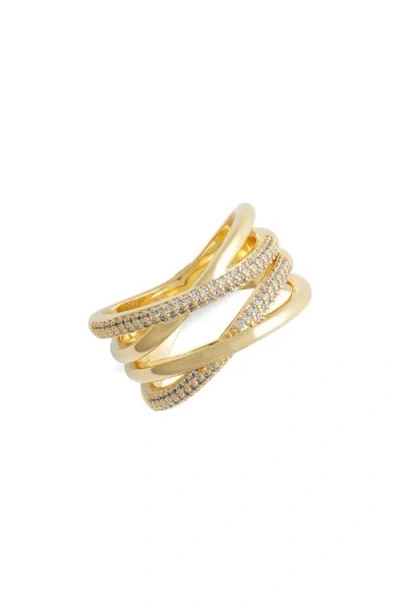 Nordstrom Double Crisscross Cubic Zirconia Ring In Gold