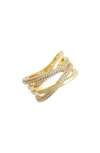 Nordstrom Double Crisscross Cubic Zirconia Ring In Gold