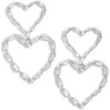 Nordstrom Double Cubic Zirconia Open Heart Drop Earrings In Clear- Silver