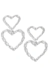 NORDSTROM NORDSTROM DOUBLE CUBIC ZIRCONIA OPEN HEART DROP EARRINGS
