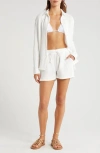 Nordstrom Double Gauze Shirt & Shorts Cover-up Set In White