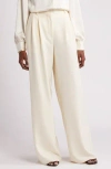 Nordstrom Double Pleat Wide Leg Pants In Ivory Birch
