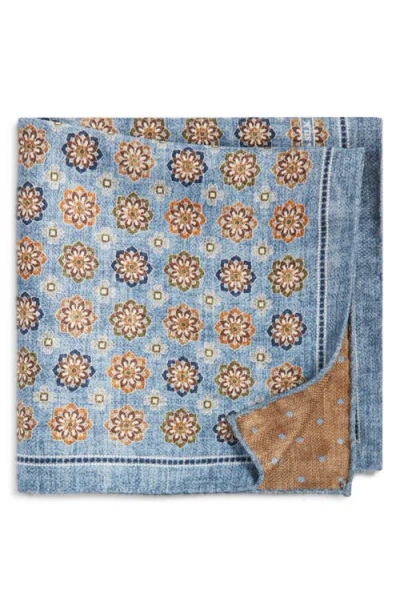 Nordstrom Double Print Silk Pocket Square In Blue