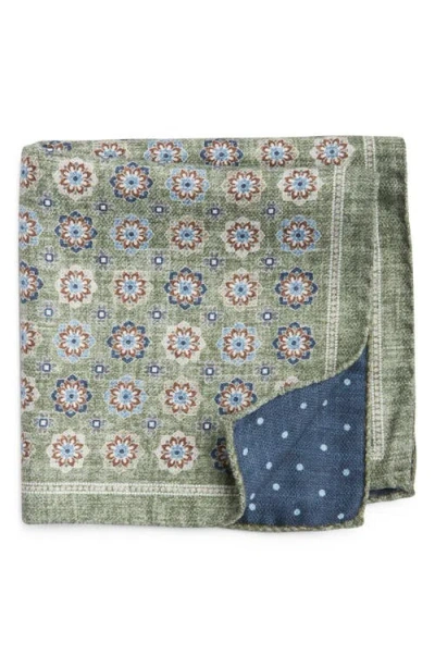 Nordstrom Double Print Silk Pocket Square In Green