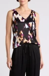 Nordstrom Double V-neck Tank In Black- Pink W Lotus Blur