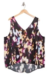 Nordstrom Double V-neck Tank In Black/pink Lotus Blur
