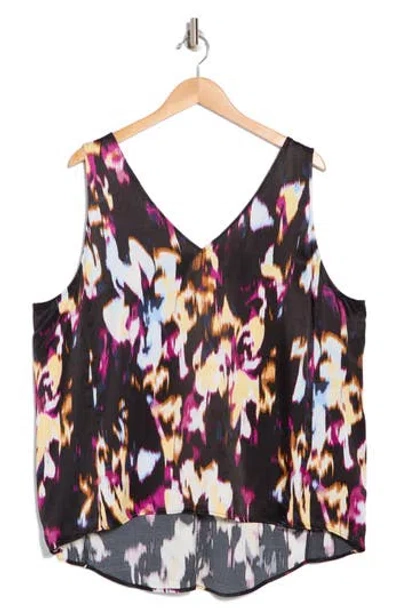 Nordstrom Double V-neck Tank In Black/pink Lotus Blur