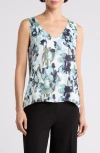 Nordstrom Double V-neck Tank In Ivory - Green Palo Blooms