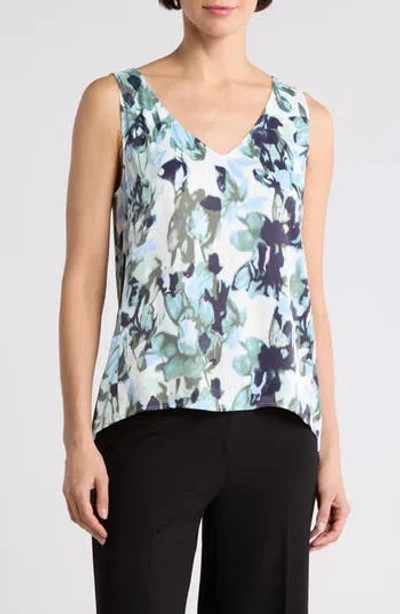 Nordstrom Double V-neck Tank In Ivory - Green Palo Blooms