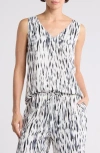 Nordstrom Double V-neck Tank In Ivory- Black Animalia