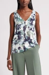 Nordstrom Double V-neck Tank In Ivory- Green Palo Bloomsdnu
