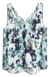 Nordstrom Double V-neck Tank In Ivory P- Green Palo Blooms