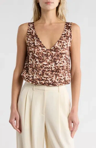 Nordstrom Double V-neck Tank In Brown