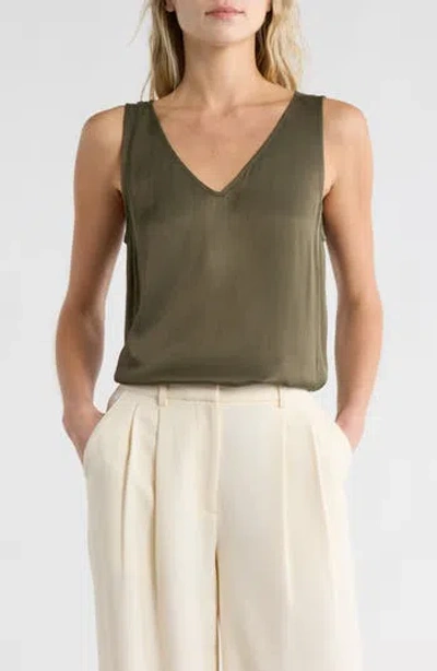 Nordstrom Double V-neck Tank In Green