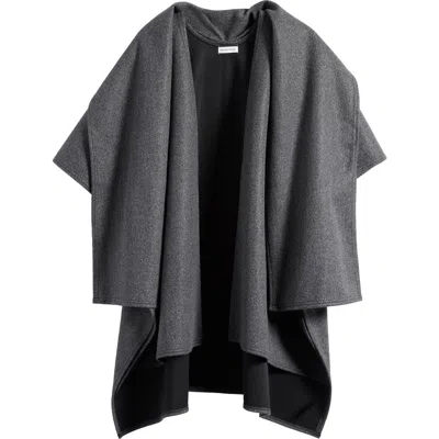 Nordstrom Doubleface Ruana With Attached Scarf In Gray