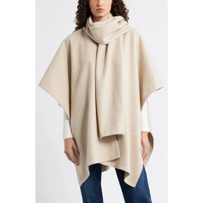 Nordstrom Doubleface Ruana With Attached Scarf In Neutral