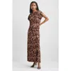 Nordstrom Draped Matte Jersey Maxi Dress In Black- Brown Tortoise
