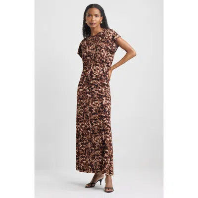 Nordstrom Draped Matte Jersey Maxi Dress In Black- Brown Tortoise