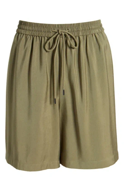 Nordstrom Drawstring Waist Shorts In Olive Burnt