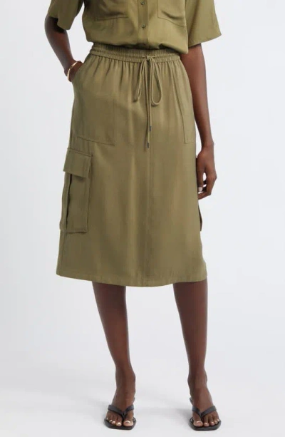 Nordstrom Drawstring Waist Utility Skirt In Olive Burnt