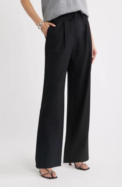 Nordstrom Drawstring Wide Leg Pants In Black