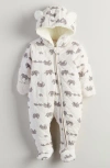 Nordstrom Babies'  Ear Appliqué Quilted Faux Fur Lined Hooded Bunting In White