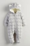 Nordstrom Babies'  Ear Appliqué Quilted Faux Fur Lined Hooded Bunting In Gray