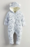 Nordstrom Ear Appliqué Quilted Faux Fur Lined Hooded Bunting In Gray