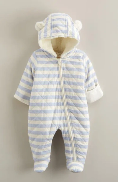 Nordstrom Babies'  Ear Appliqué Quilted Faux Fur Lined Hooded Bunting In Blue