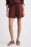 Nordstrom Elastic Waist Shorts In Brown Raisin