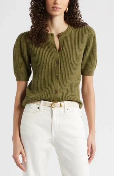 Nordstrom Elbow Sleeve Cardigan In Olive Capulet