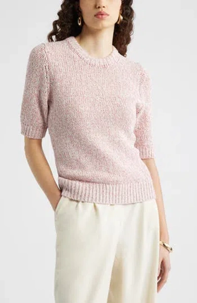 Nordstrom Elbow Sleeve Linen & Cotton Blend Sweater In Pink
