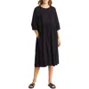 Nordstrom Elbow Sleeve Midi Dress In Black