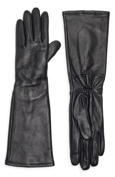 Nordstrom Elongated Leather Gloves In Black