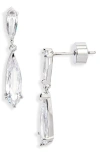 Nordstrom Elongated Pear Cubic Zirconia Drop Earrings In Silver