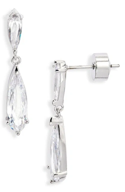 Nordstrom Elongated Pear Cubic Zirconia Drop Earrings In Silver