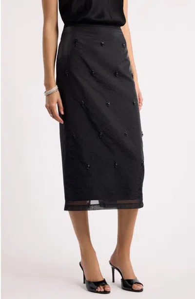 Nordstrom Embellished Column Midi Skirt In Black