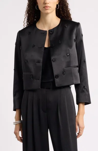 Nordstrom Embellished Cropped Jacket In Black
