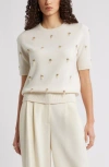 Nordstrom Embellished Short Sleeve Wool & Cashmere Sweater In Neutral