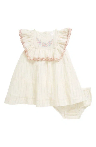 Nordstrom Babies' Embroidered Apron Dress & Bloomers Set In Ivory Egret