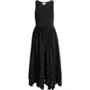 Nordstrom Embroidered Sleeveless Mixed Media Dress In Black