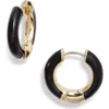 Nordstrom Enamel Hoop Earrings In Black- Gold