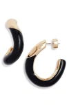 Nordstrom Enamel Sculpted Hoop Earrings In Black- Gold