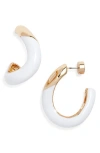 Nordstrom Enamel Sculpted Hoop Earrings In White- Gold