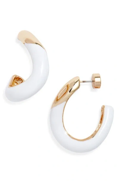 Nordstrom Enamel Sculpted Hoop Earrings In White- Gold