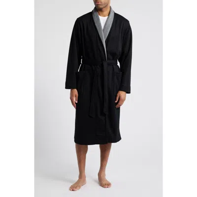 Nordstrom Essential Fleece Lined Robe In Black