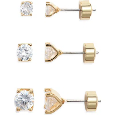 Nordstrom Essential Set Of 3 Cubic Zirconia Studs In Gold