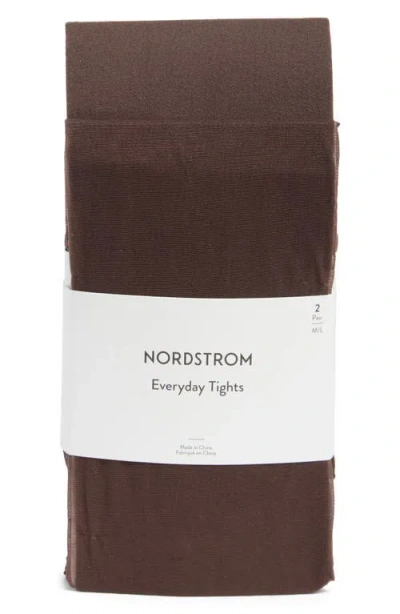 Nordstrom Everyday Assorted 2-pack Sheer & Opaque Tights In Brown