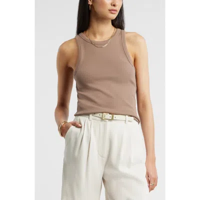 Nordstrom Everyday Cotton Rib Tank In Brown