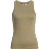Nordstrom Everyday Cotton Rib Tank In Olive Covert